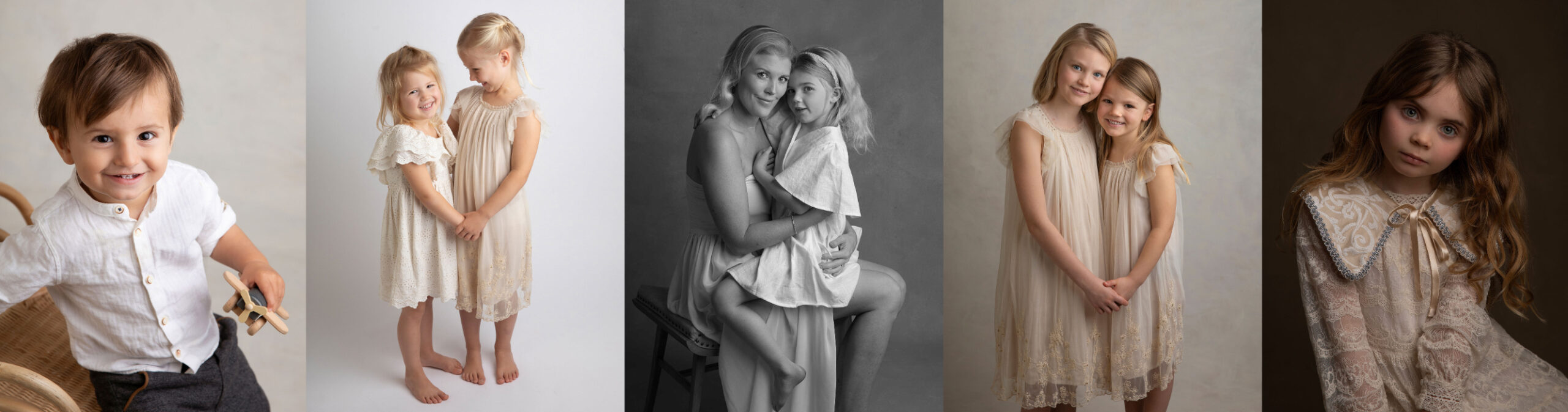 Barn ler mot kameran hos fotografen i Malmö.