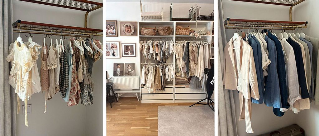 Fotostudio med rekvisita och kläder hos fotografen Anna Arvidsson i Malmö.